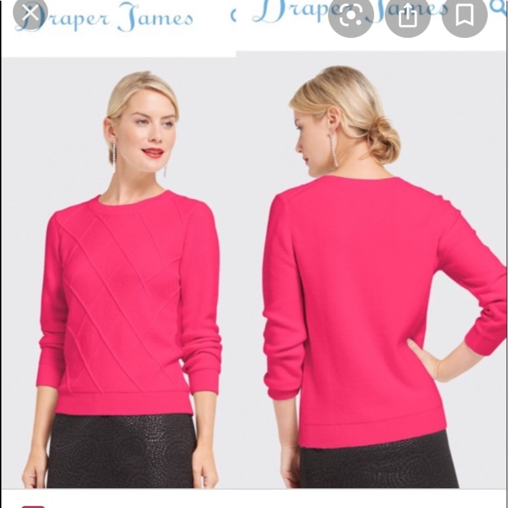 Draper James Raspberry Argyle Merino Wool Sweater - image 2